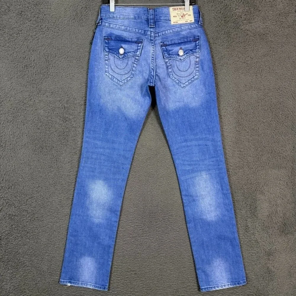 True Religion Jeans Mens 28x33 Blue Ricky Relaxed Straight Stretch Denim NWOT